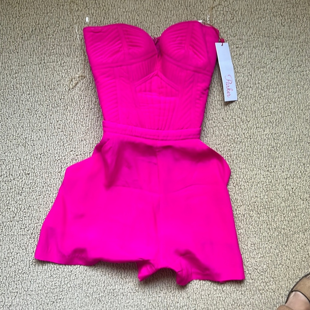 Brand new with tags Parker size small, silk strapless fuschia short jumper